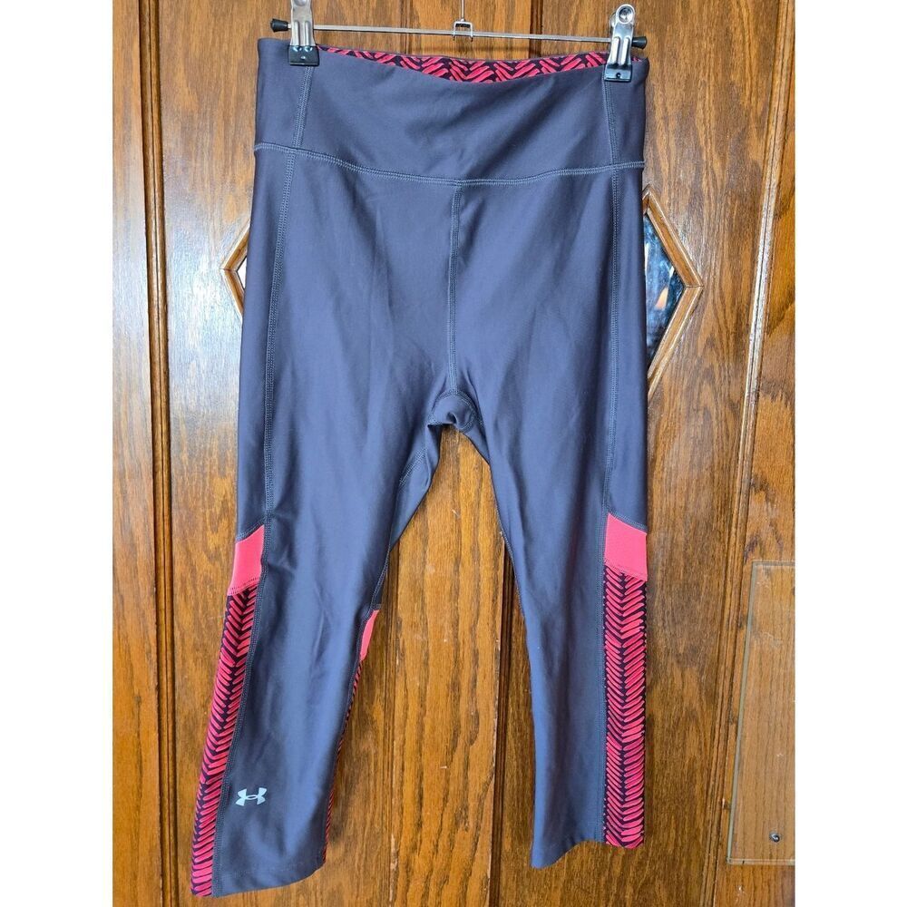 Under Armour Gray Capri Leggings with Pink Chevron Panels